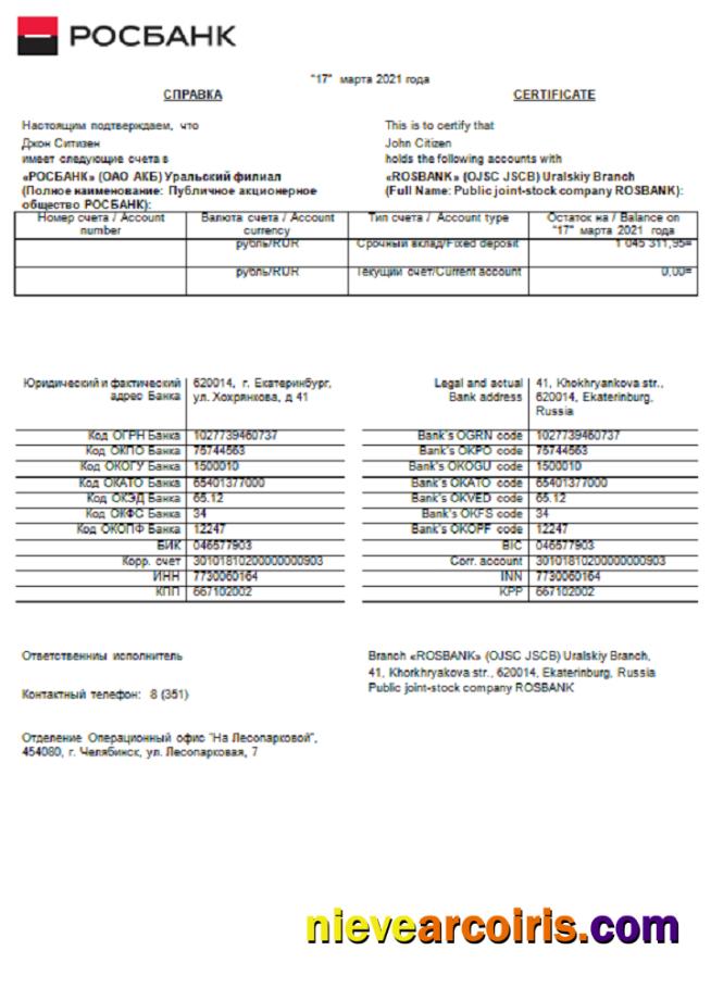 Russia Rosbank reference Free